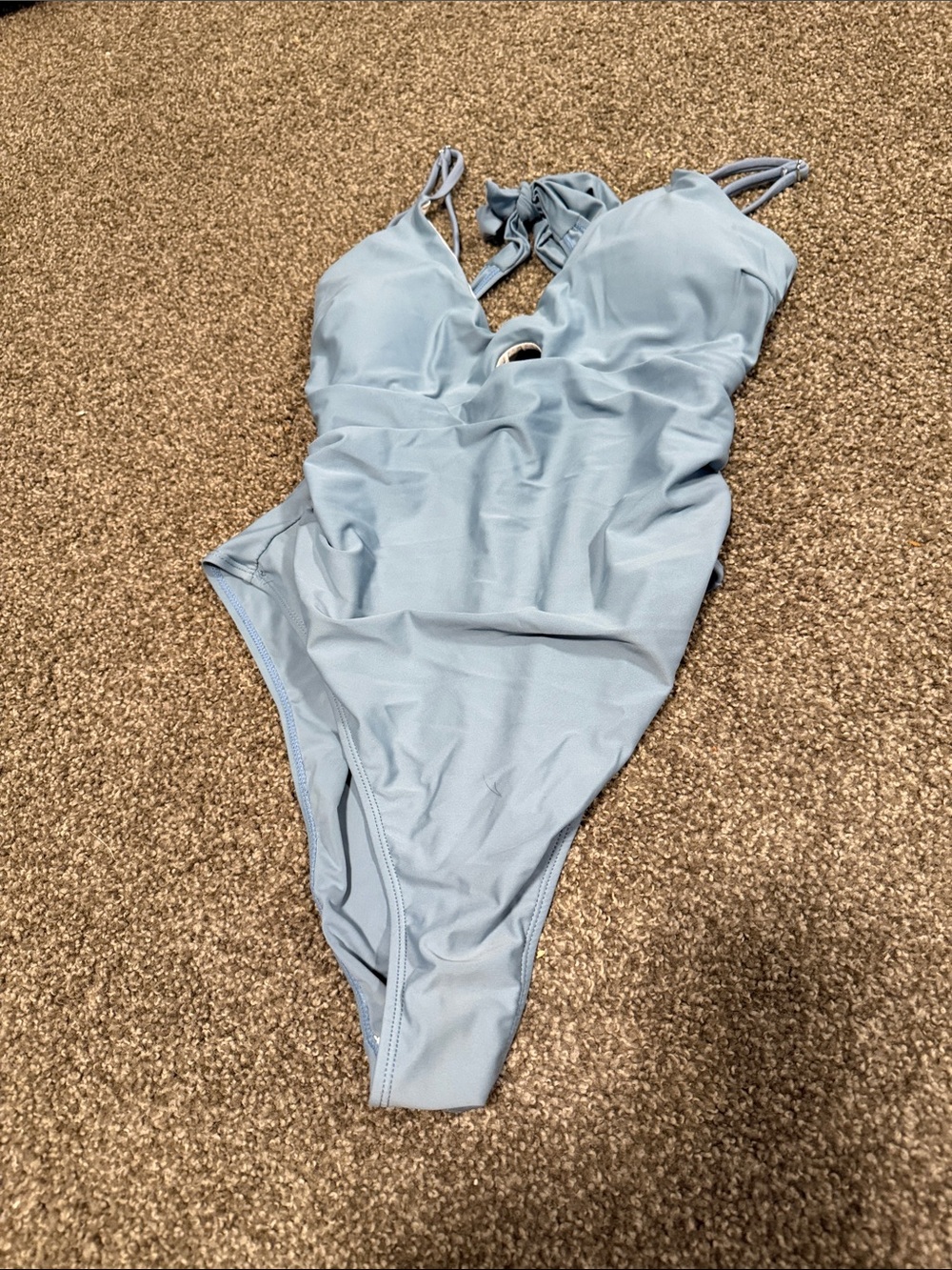 Light Blue One-Piece Swimsuit - Classic Tie Back